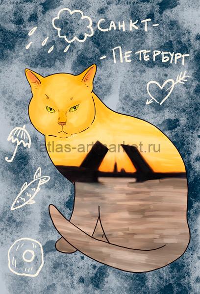Купить почтовую открытку "Питерский кот". Серия "Коты и котики"